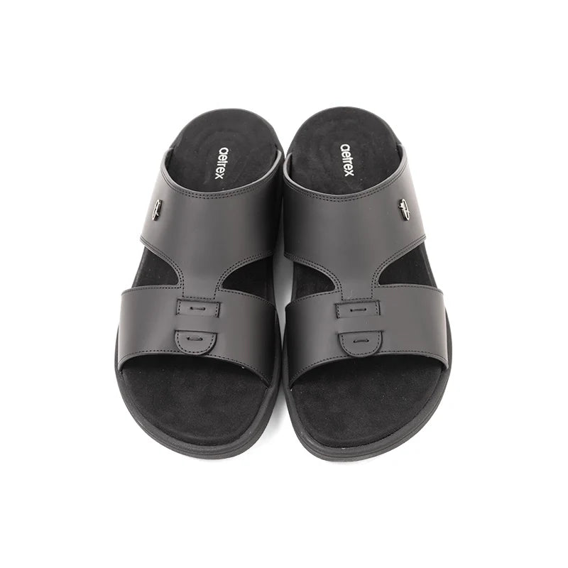 Aetrex Men's Traditional Sandals with Soft Suede-Touch Footbed - Black - Aetrex Middle East