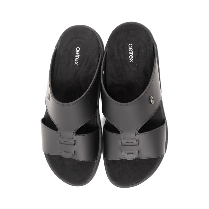 Aetrex Men's Traditional Sandals with Soft Suede-Touch Footbed - Black - Aetrex Middle East