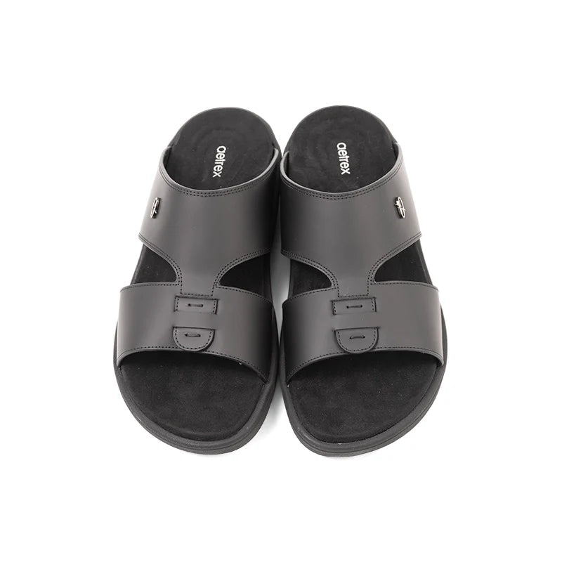 Aetrex Men's Traditional Sandals with Soft Suede-Touch Footbed - Black - Sole Therapy