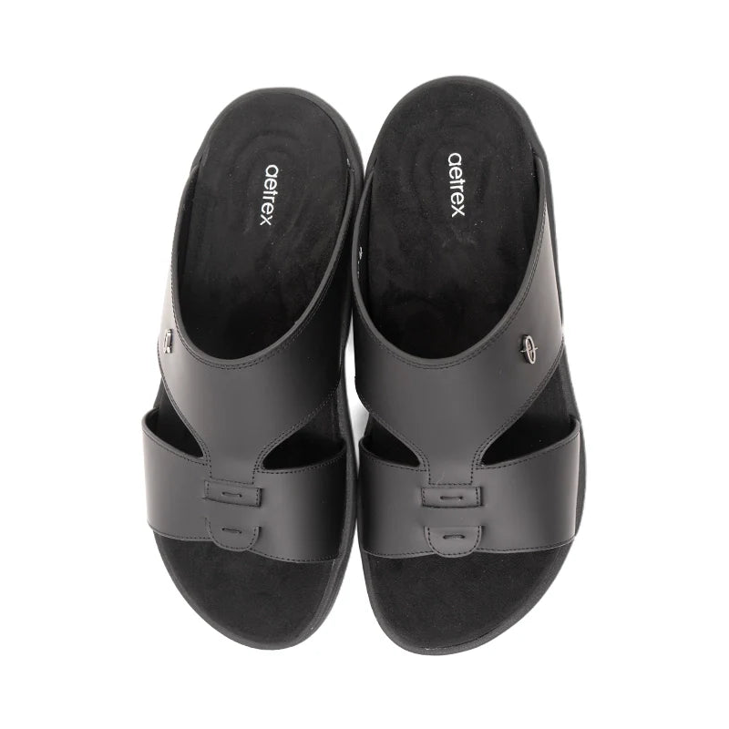 Aetrex Men's Traditional Sandals with Soft Suede-Touch Footbed - Black - Sole Therapy