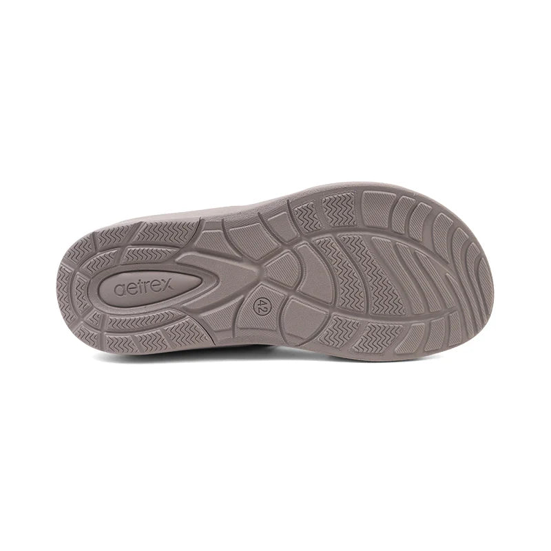 Aetrex Men's Traditional Sandals with Soft Suede-Touch Footbed - Gray - Sole Therapy