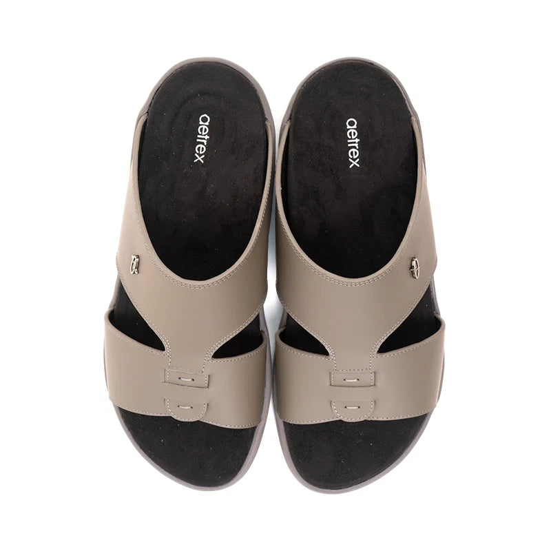 Aetrex Men's Traditional Sandals with Soft Suede-Touch Footbed - Gray - Sole Therapy