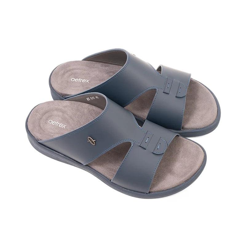 Aetrex Men's Traditional Sandals with Soft Suede-Touch Footbed - Navy - Sole Therapy