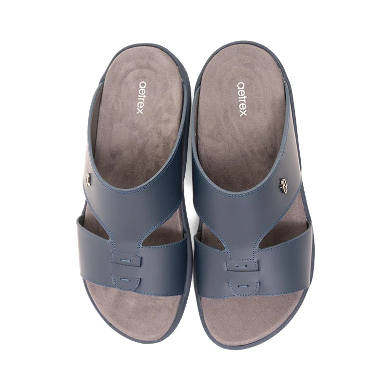 Aetrex Men's Traditional Sandals with Soft Suede-Touch Footbed - Navy - Sole Therapy