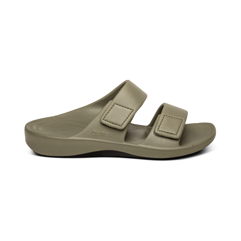 Aetrex Milos Orthotic Slides Men Army - Sole Therapy