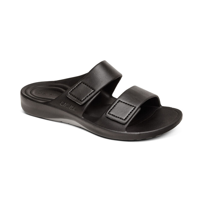 Aetrex Milos Orthotic Slides Men Black - Sole Therapy