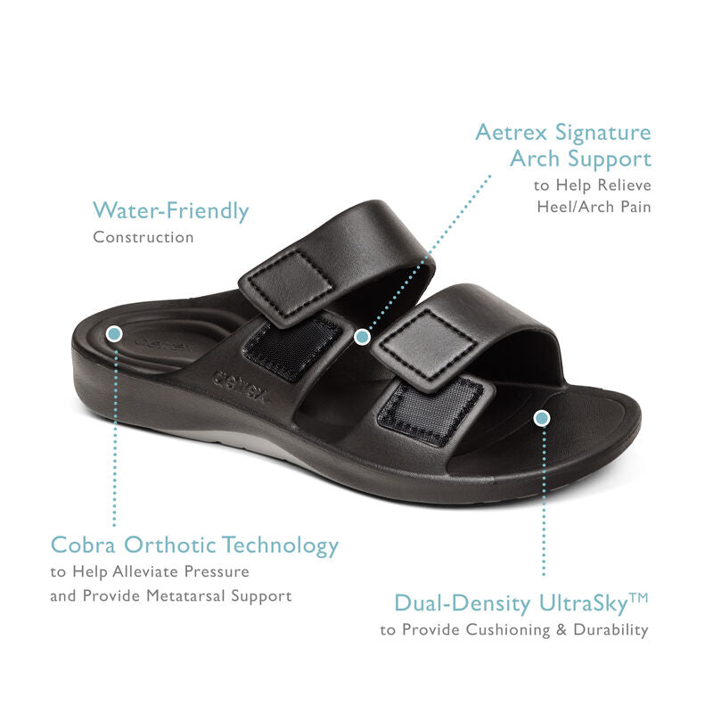 Aetrex Milos Orthotics Slides Men Navy Camo - Sole Therapy