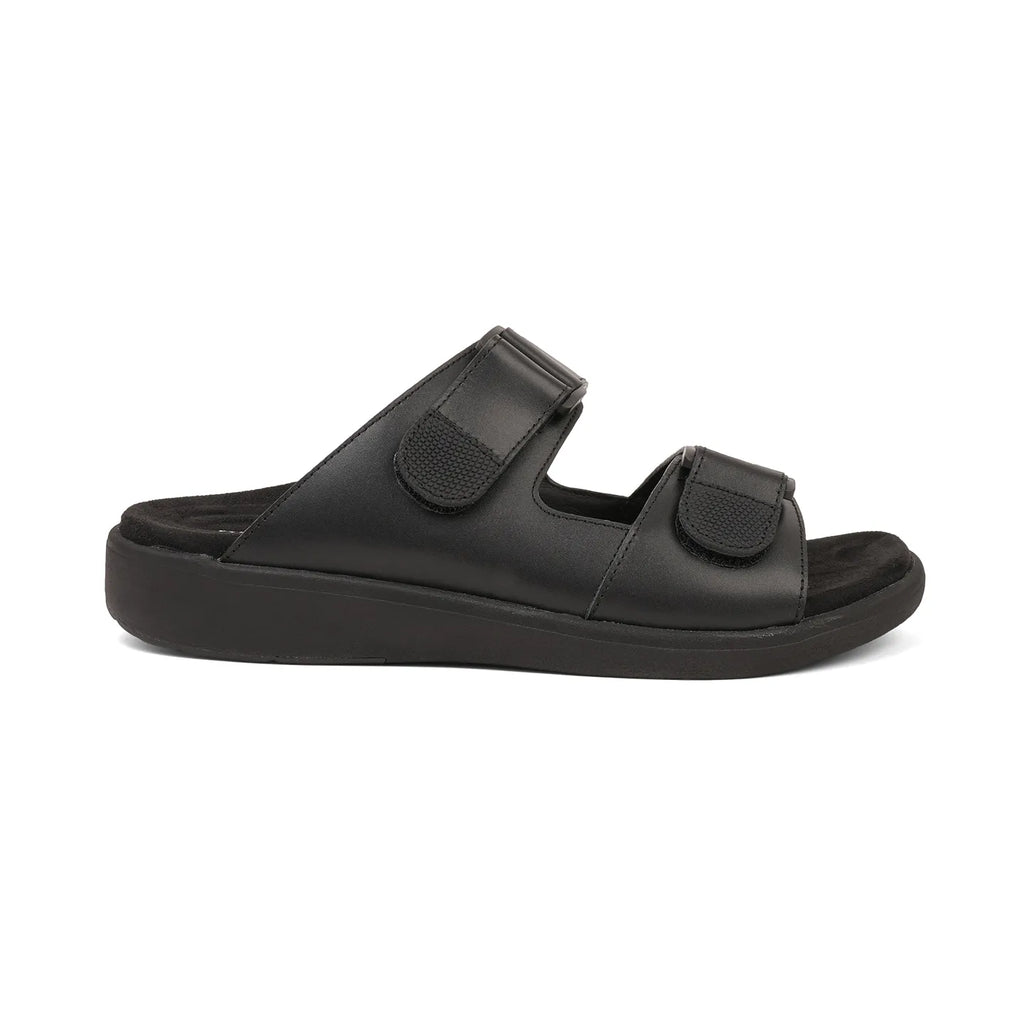 Aetrex Premium Comfort Suede Foot Bed Arabic Sandals Black - Sole Therapy