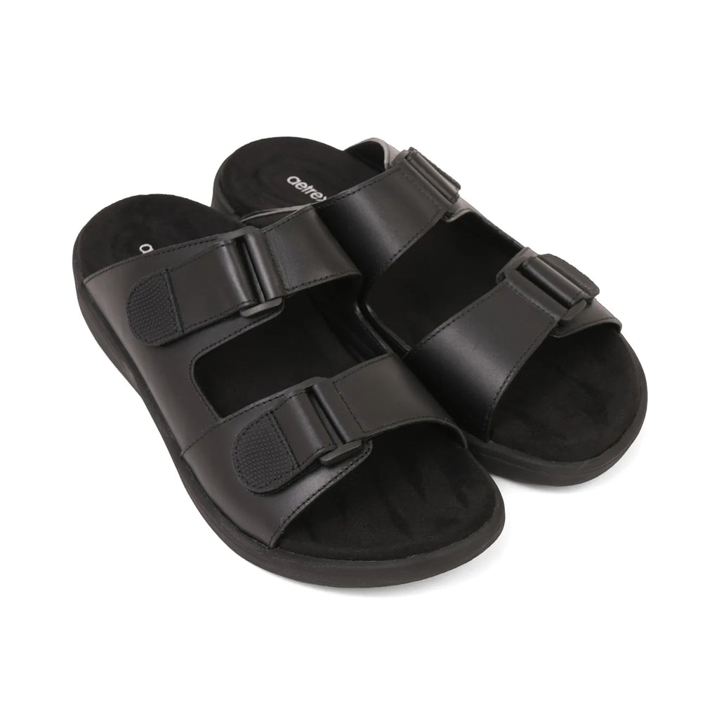 Aetrex Premium Comfort Suede Foot Bed Arabic Sandals Black - Sole Therapy