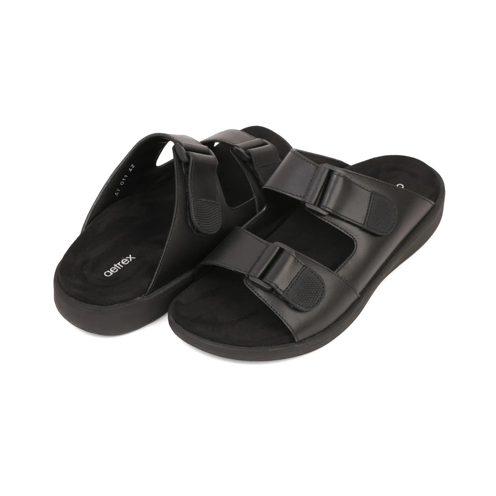 Aetrex Premium Comfort Suede Foot Bed Arabic Sandals Black - Sole Therapy