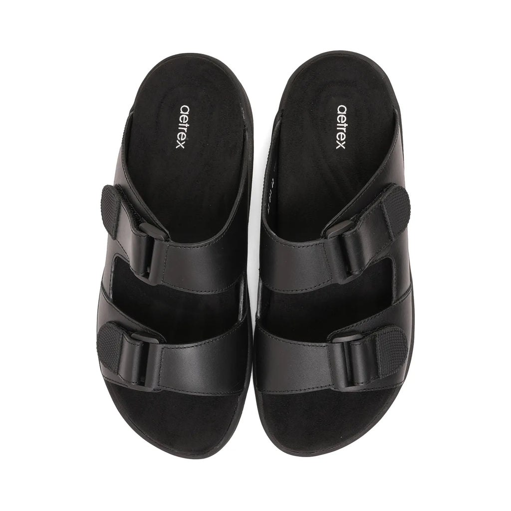 Aetrex Premium Comfort Suede Foot Bed Arabic Sandals Black - Sole Therapy