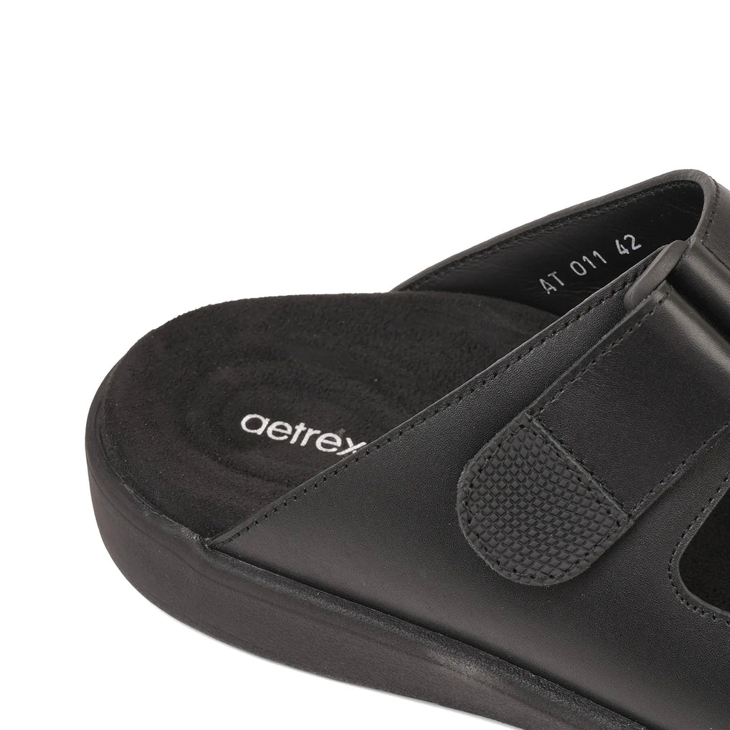 Aetrex Premium Comfort Suede Foot Bed Arabic Sandals Black - Sole Therapy