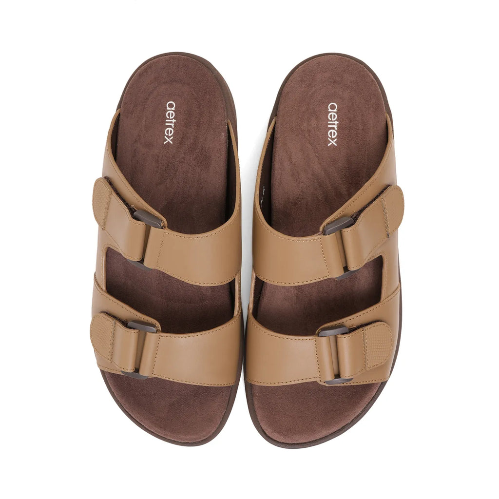 Aetrex Premium Comfort Suede Foot Bed Arabic Sandals Olive - Sole Therapy