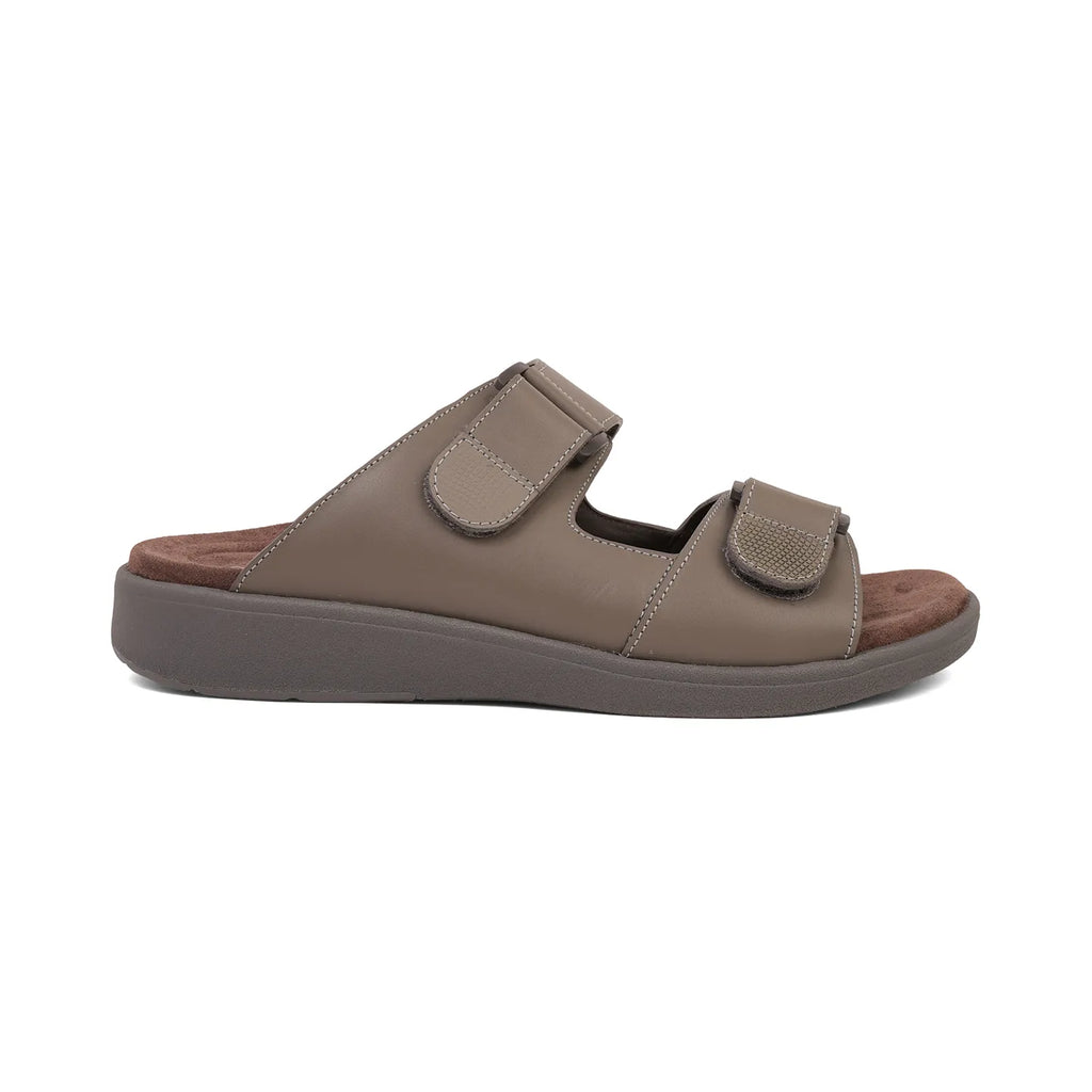 Aetrex Premium Comfort Suede Foot Bed Arabic Sandals Stone - Sole Therapy