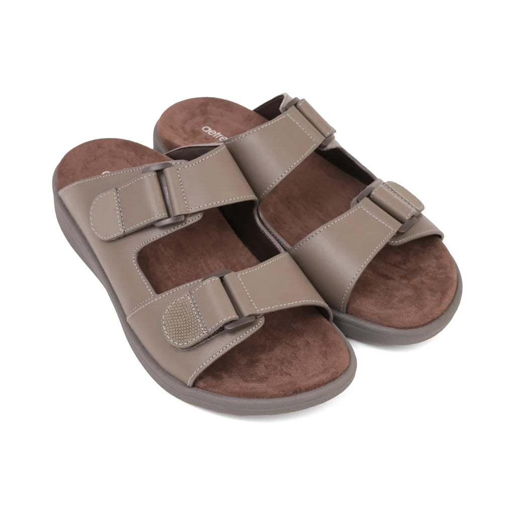 Aetrex Premium Comfort Suede Foot Bed Arabic Sandals Stone - Sole Therapy