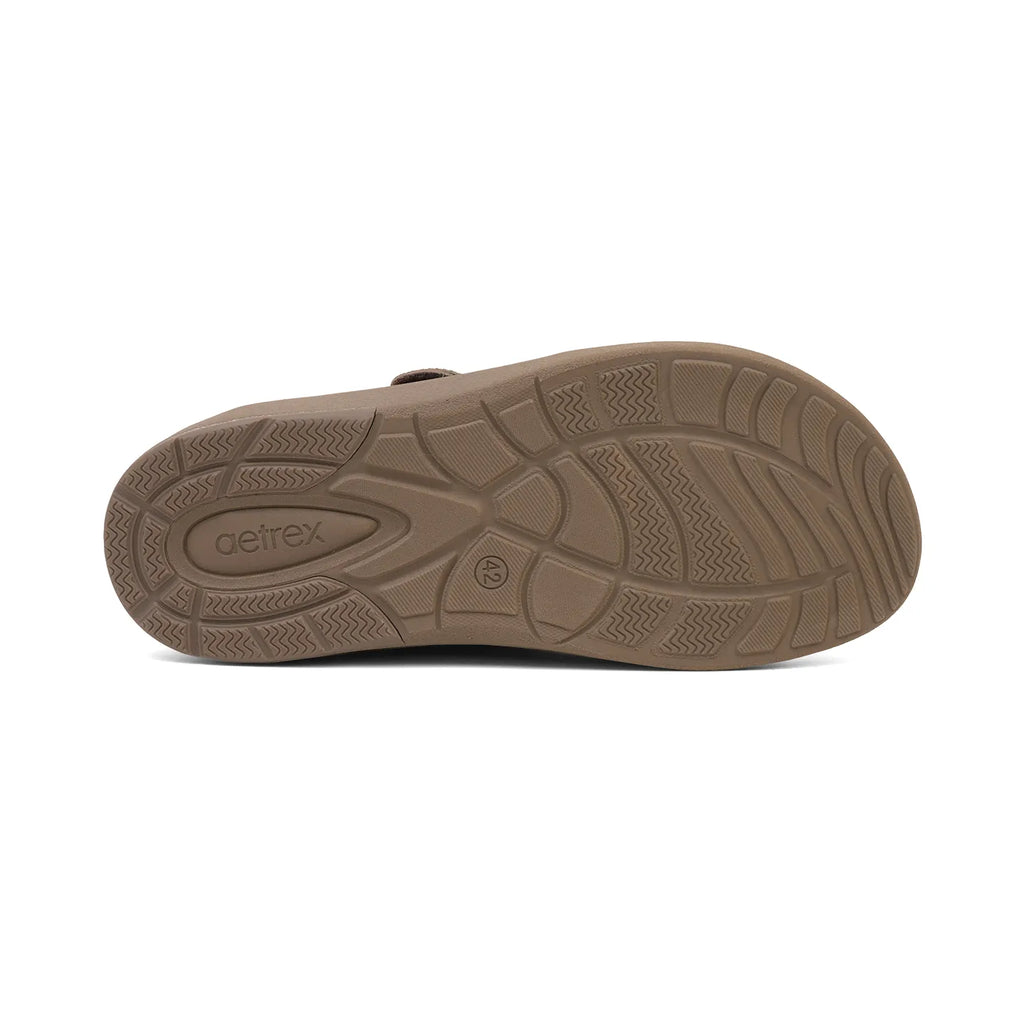 Aetrex Premium Comfort Suede Foot Bed Arabic Sandals Truffle - Sole Therapy