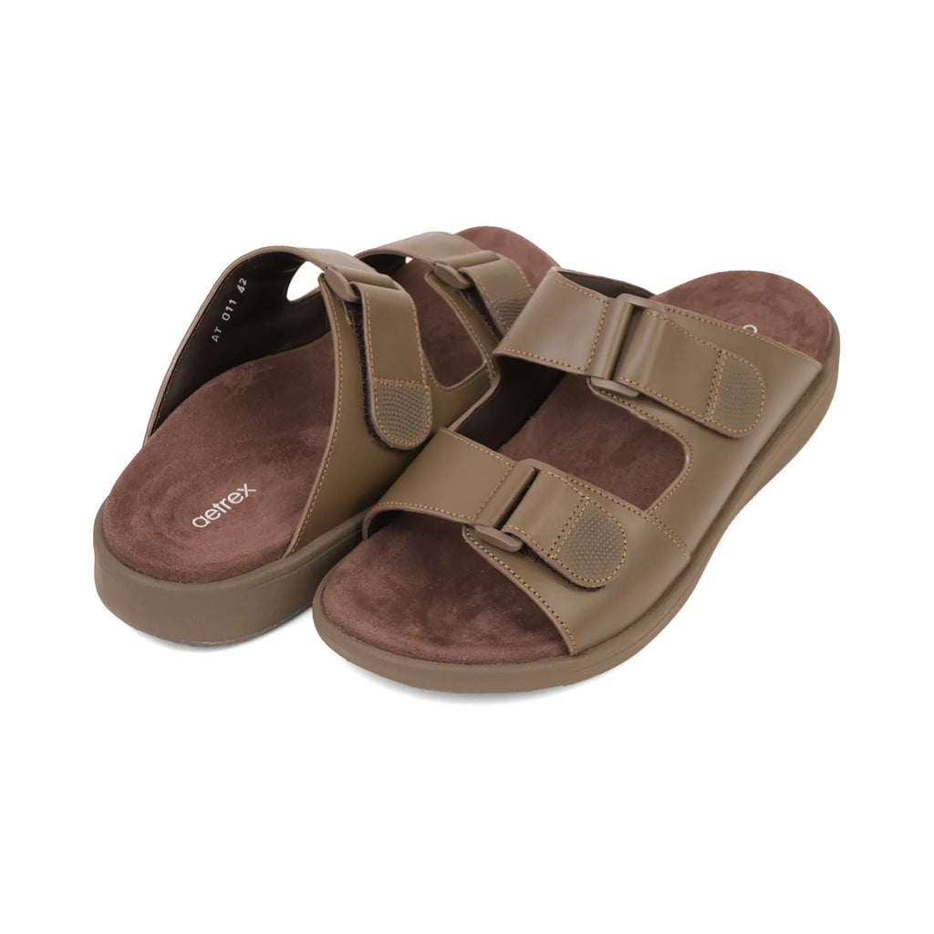 Aetrex Premium Comfort Suede Foot Bed Arabic Sandals Truffle - Sole Therapy