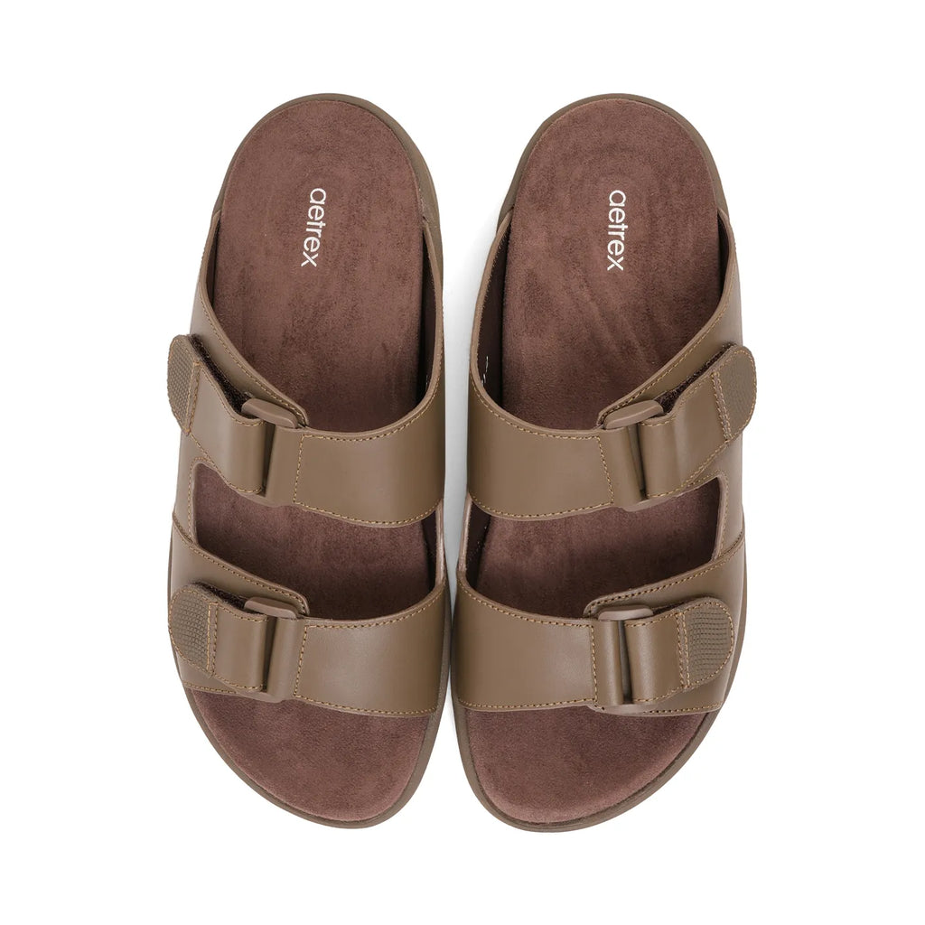 Aetrex Premium Comfort Suede Foot Bed Arabic Sandals Truffle - Sole Therapy