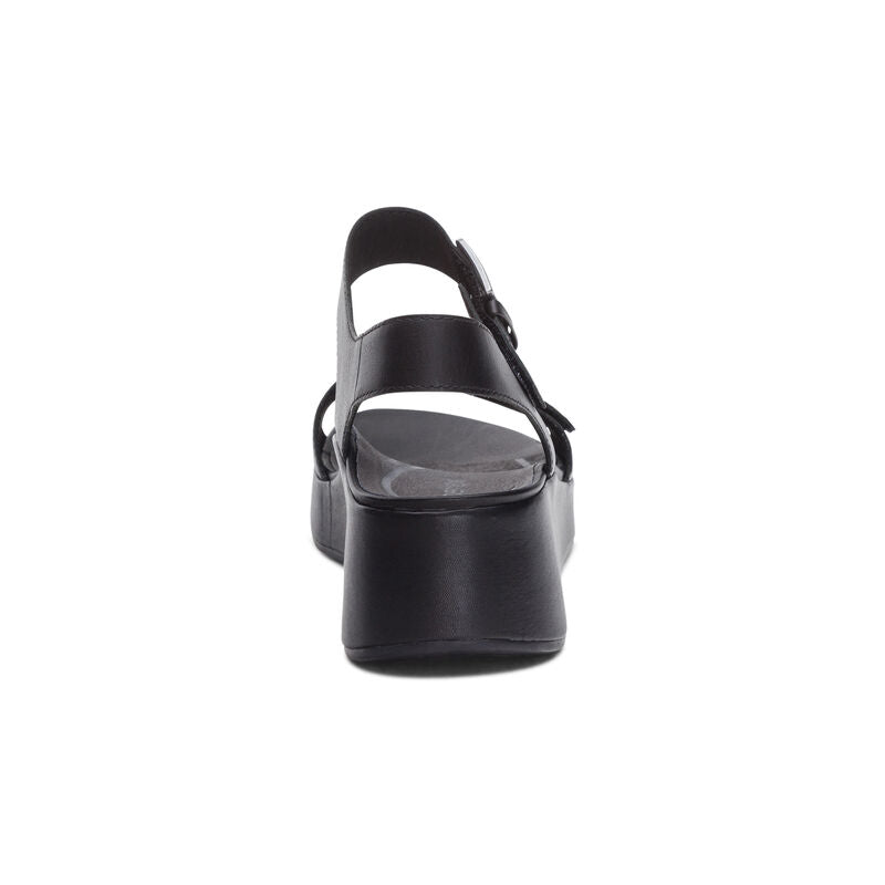 Ariel Adjustable Quarter Strap Wedge Black - Sole Therapy