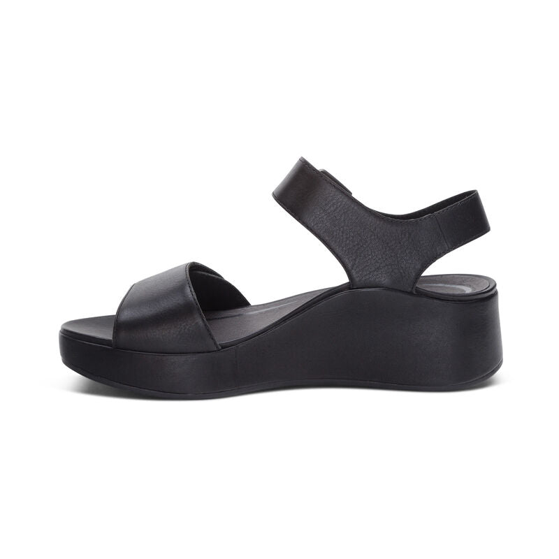 Ariel Adjustable Quarter Strap Wedge Black - Sole Therapy