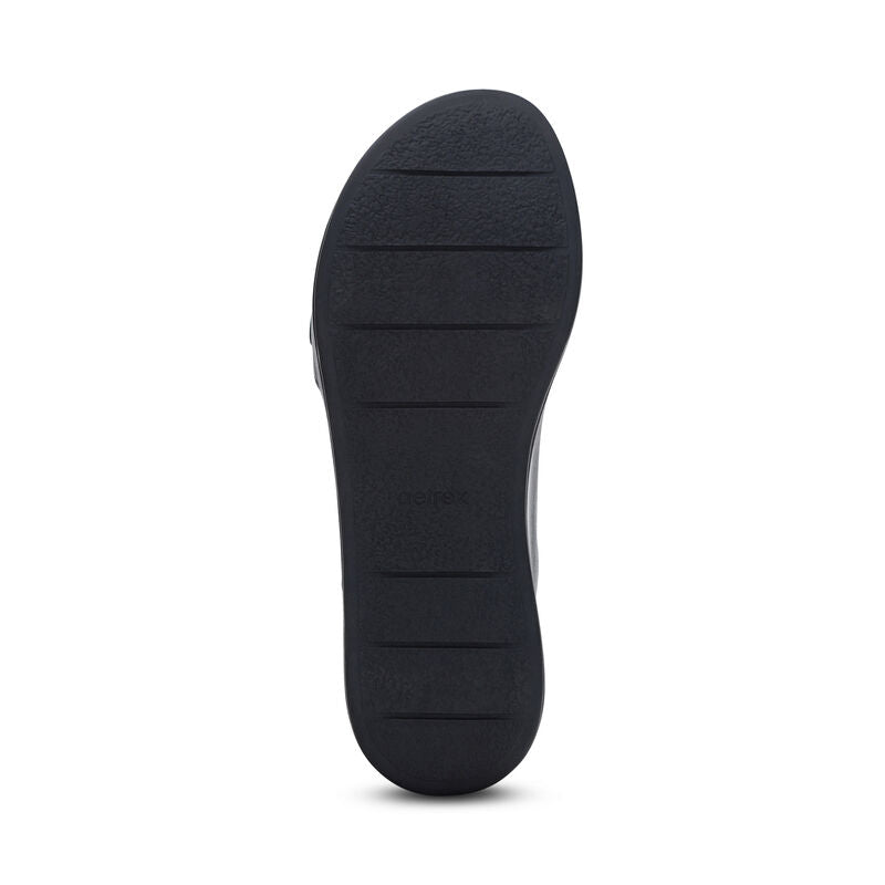 Ariel Adjustable Quarter Strap Wedge Black - Sole Therapy