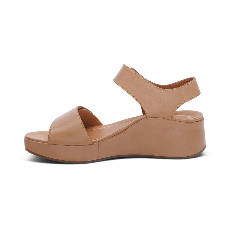 Ariel Adjustable Quarter Strap Wedge Sand - Sole Therapy