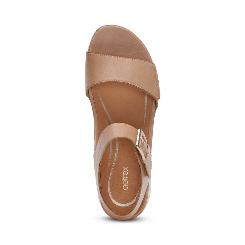 Ariel Adjustable Quarter Strap Wedge Sand - Sole Therapy