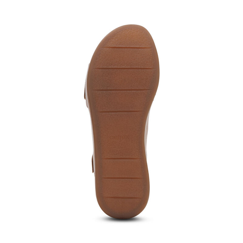 Ariel Adjustable Quarter Strap Wedge Sand - Sole Therapy