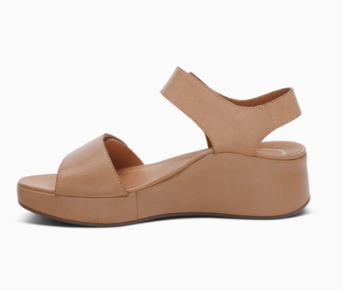 Ariel Adjustable Quarter Strap Wedge Sand - Sole Therapy
