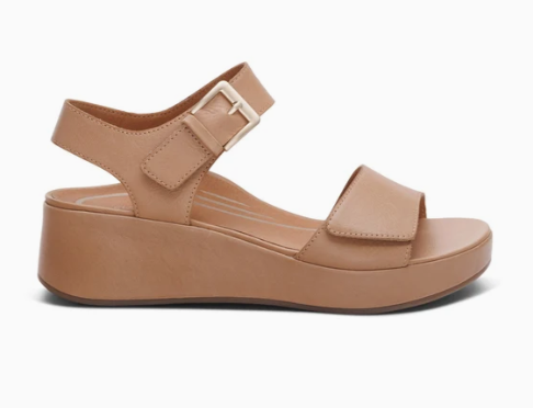 Ariel Adjustable Quarter Strap Wedge Sand - Sole Therapy