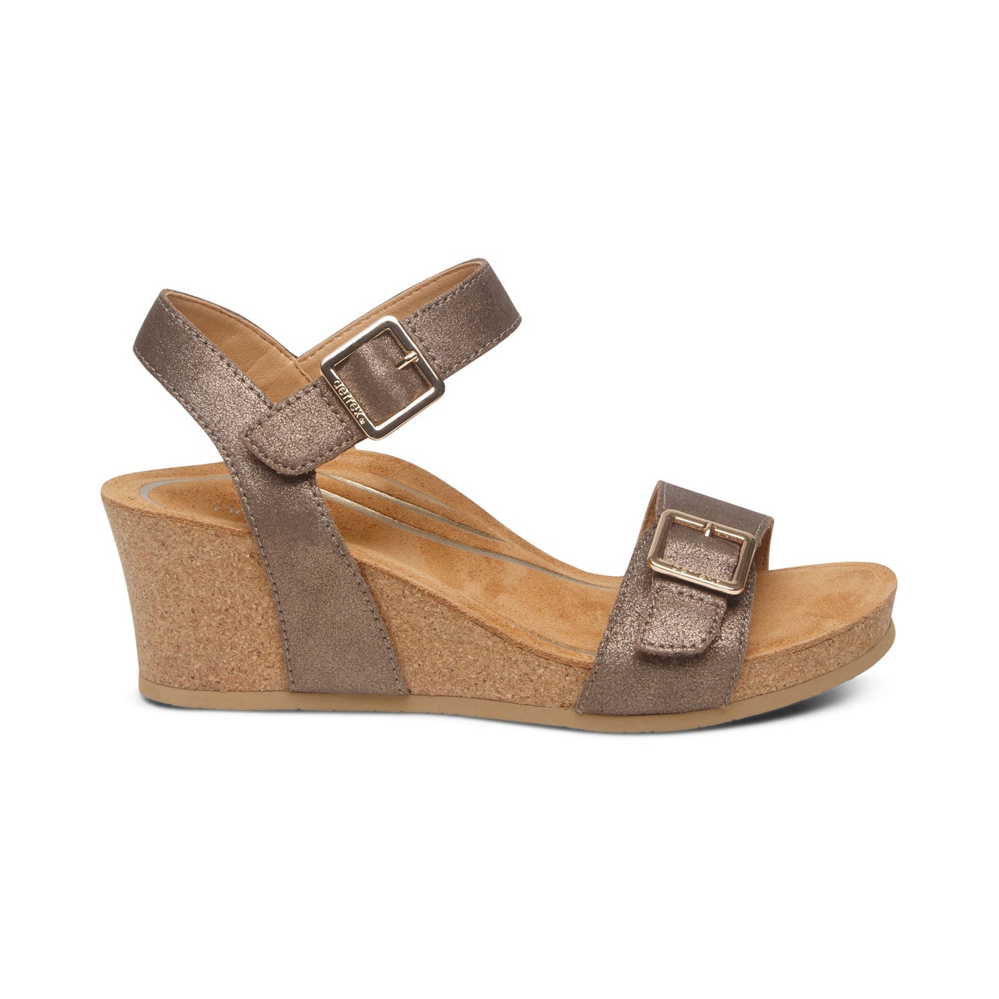 Lexa Quarter Strap Wedge Sandals Bronze