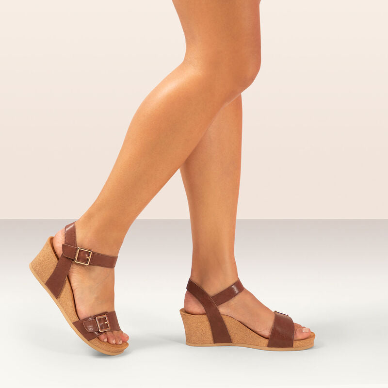 Aetrex Lexa Quarter Strap Wedge Walnut (LSDATXCK102W)