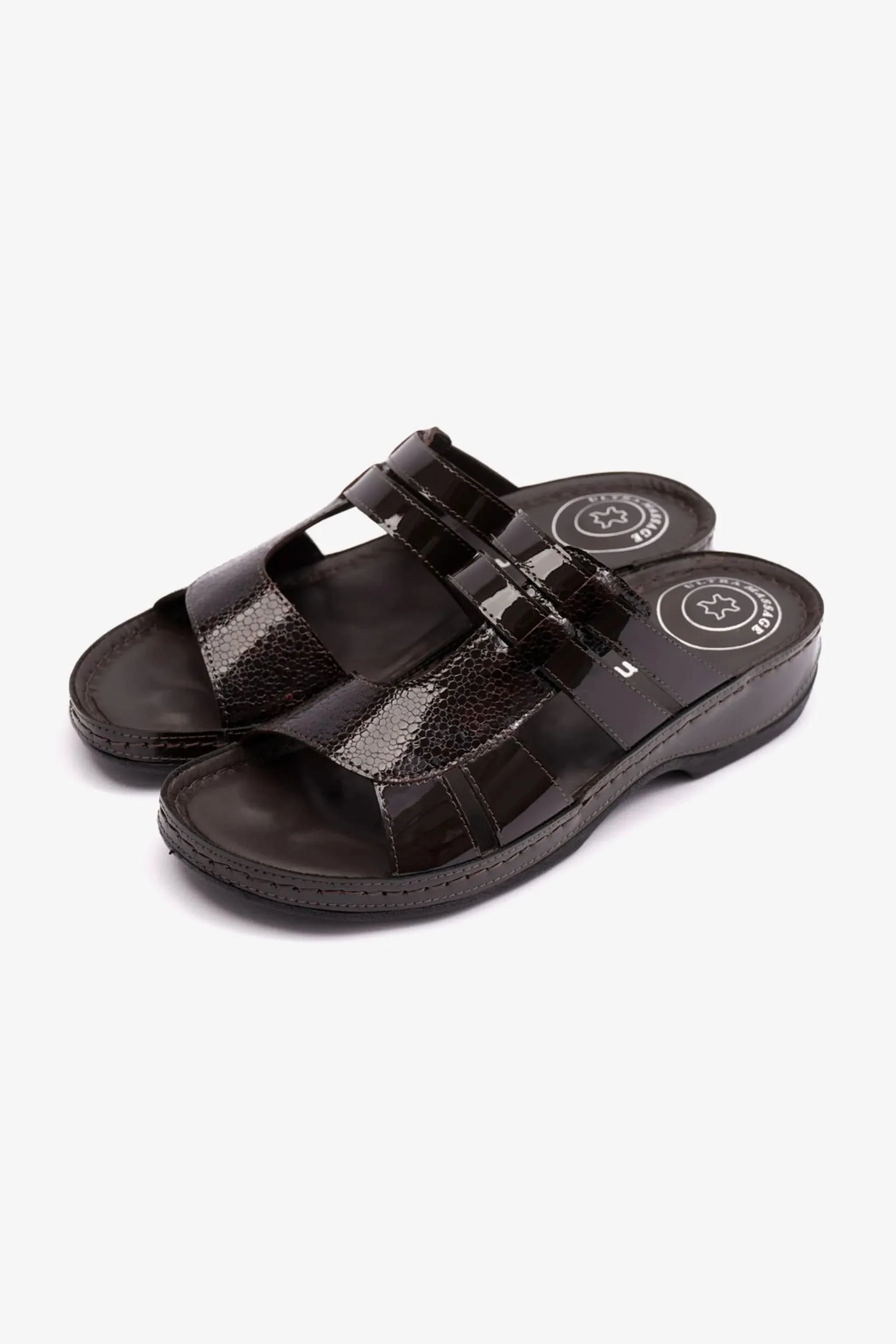 Comfort Plus Women's Croco Print Sandals Brown LSDCP514