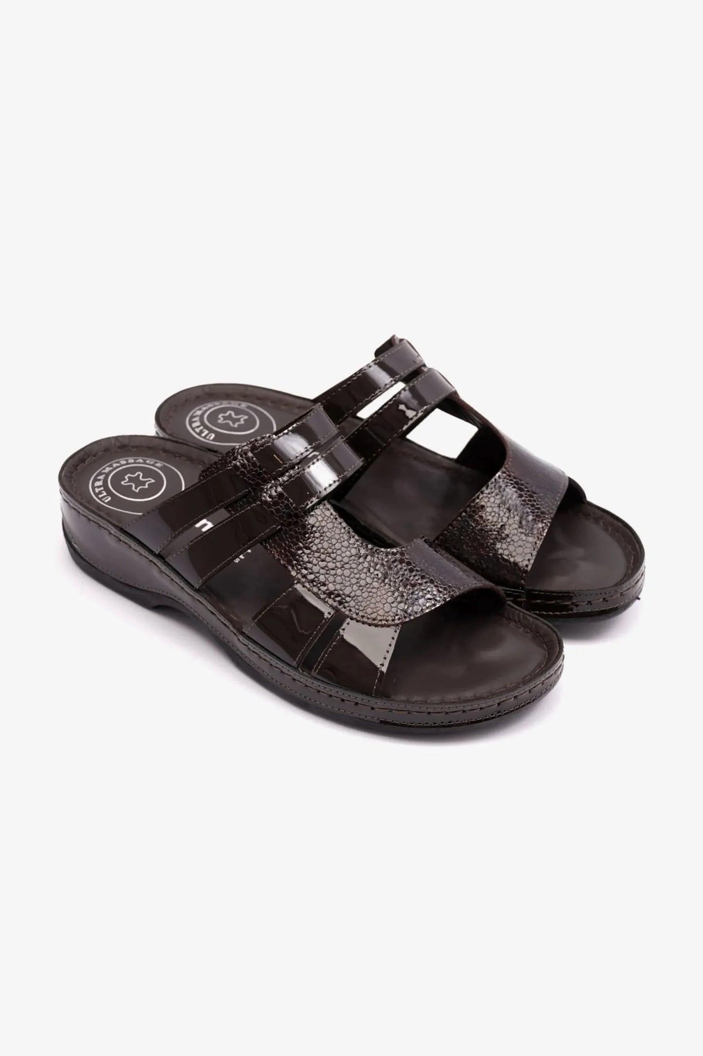 Comfort Plus Women's Croco Print Sandals Brown LSDCP514