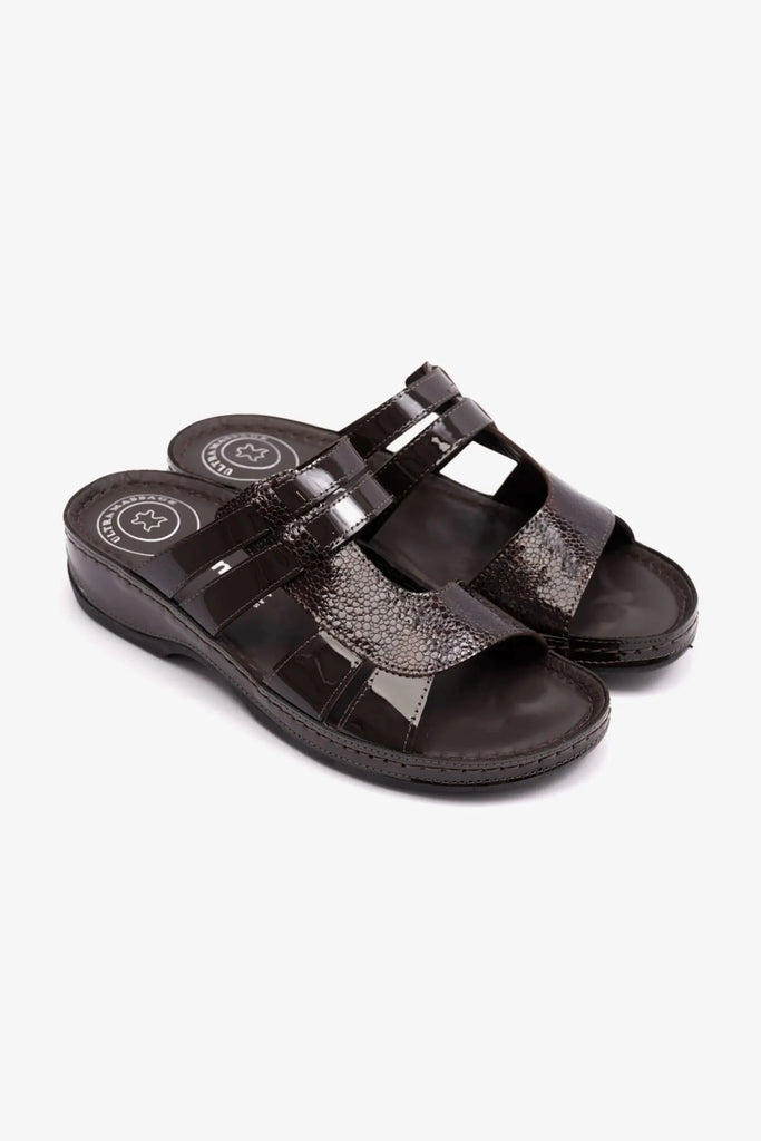 Comfort Plus Women's Croco Print Sandals Brown LSDCP514