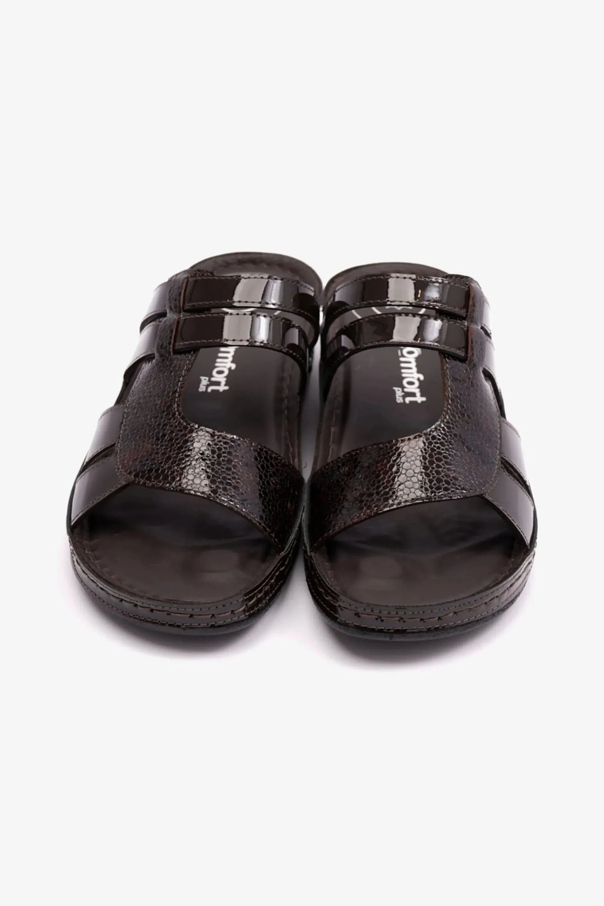 Comfort Plus Women's Croco Print Sandals Brown LSDCP514