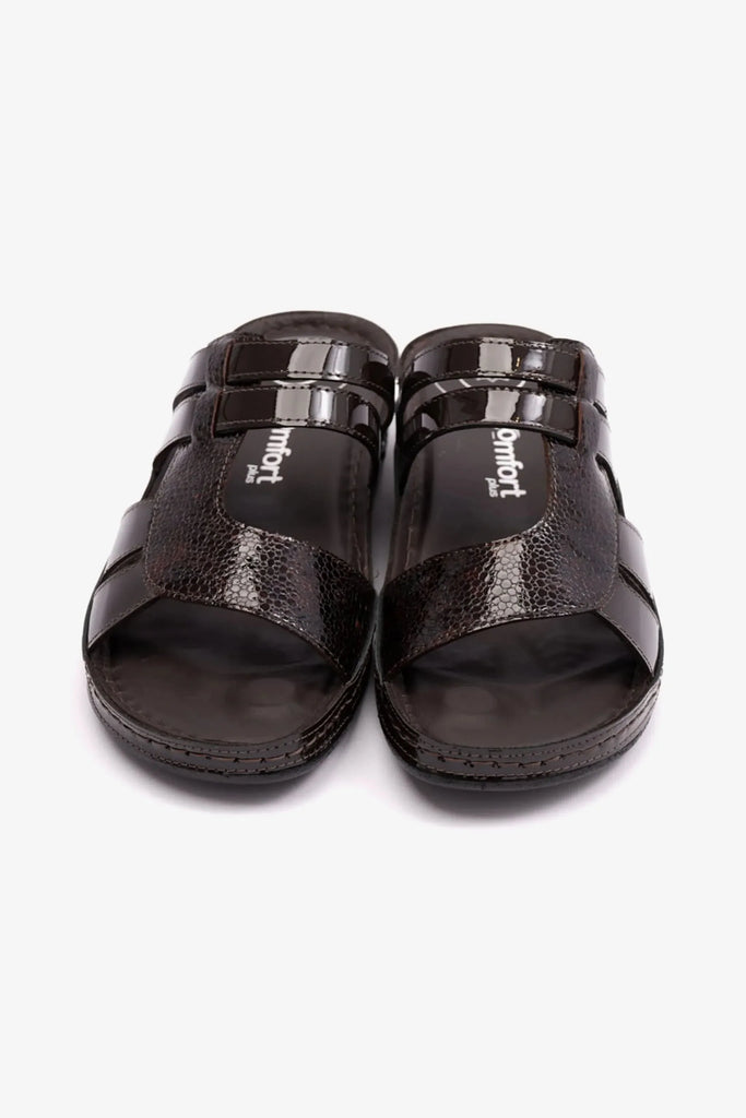Comfort Plus Women's Croco Print Sandals Brown LSDCP514