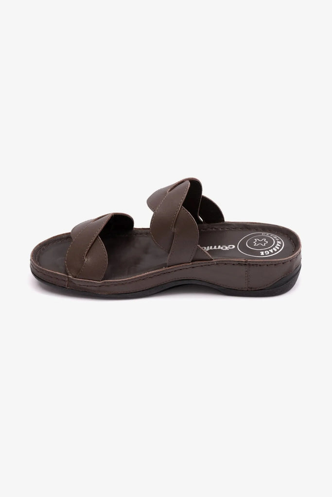 Comfort Plus Women's Matte Leather Sandals Brown CP513