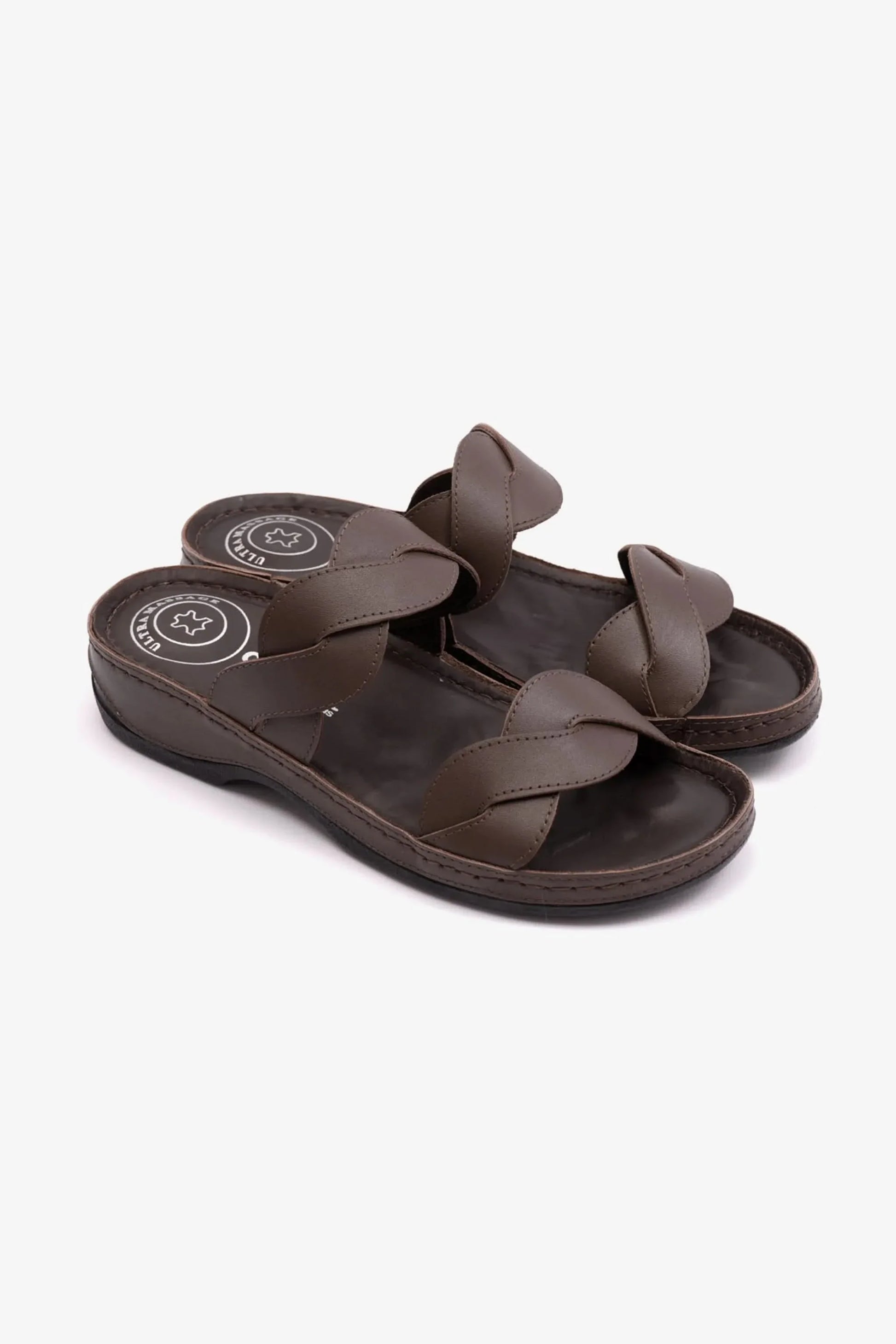 Comfort Plus Women's Matte Leather Sandals Brown CP513