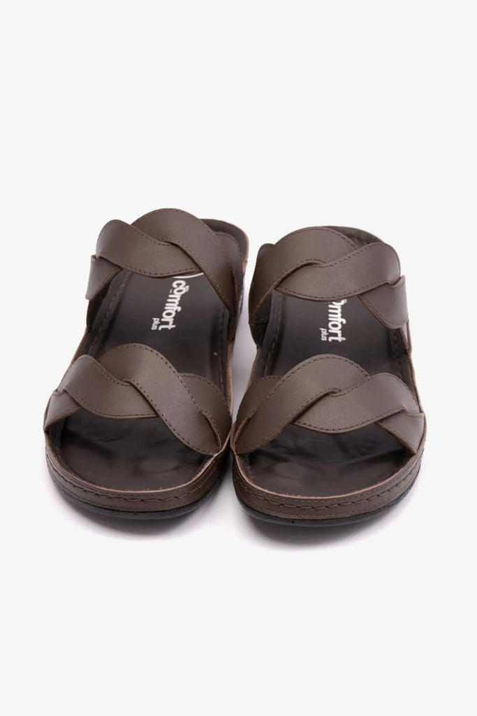 Comfort Plus Women's Matte Leather Sandals Brown CP513