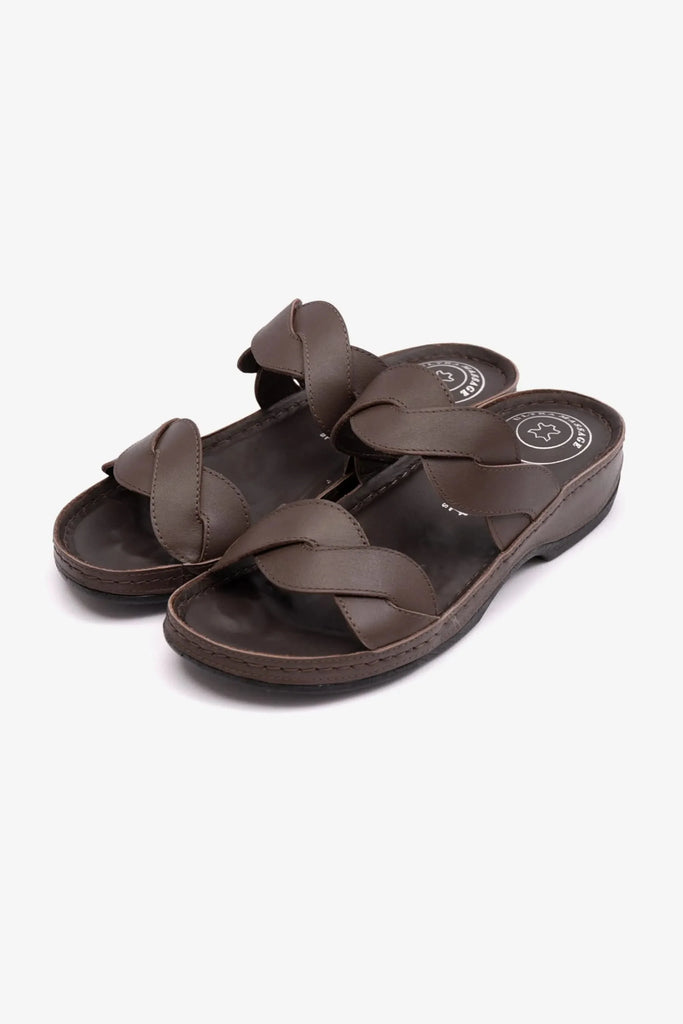 Comfort Plus Women's Matte Leather Sandals Brown CP513