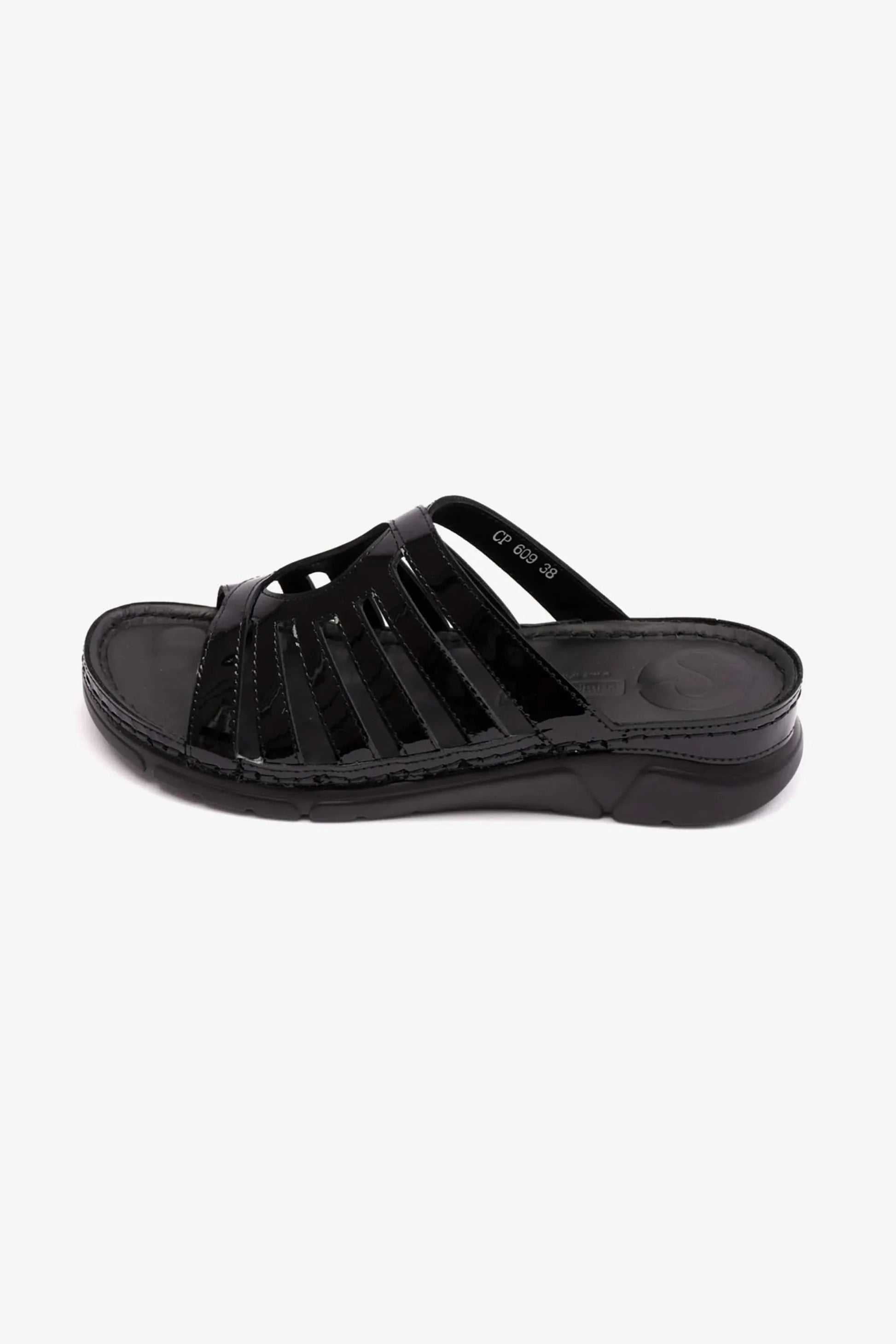 Comfort Plus Women's Patent Leather Sandals Black LSDCP609