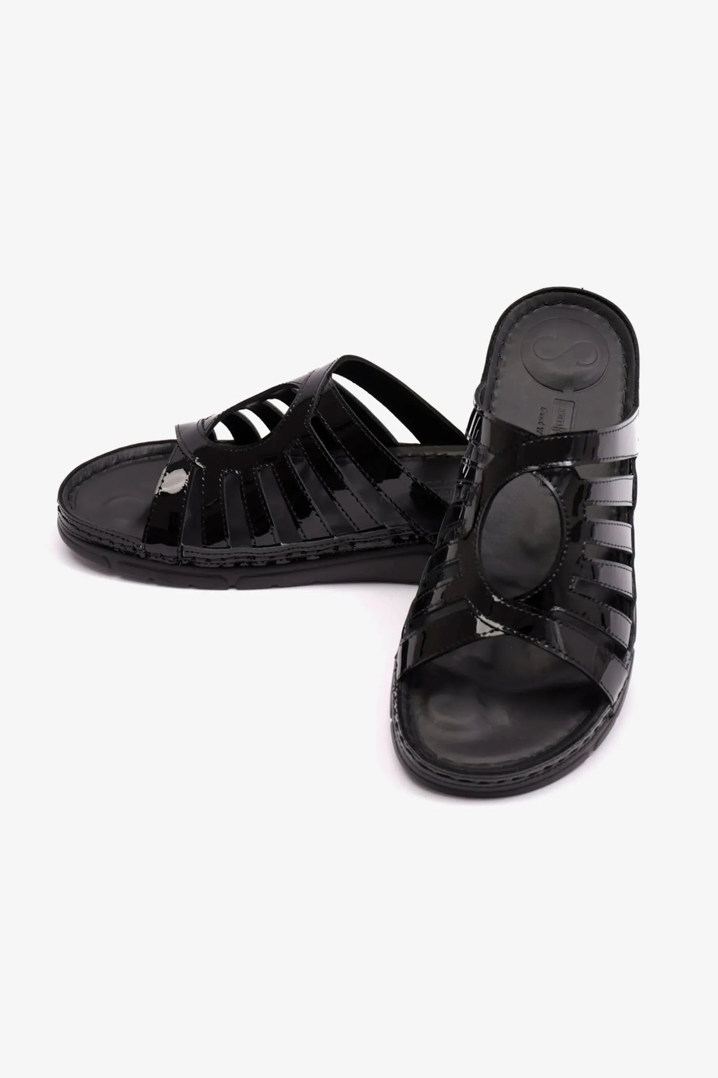 Comfort Plus Women's Patent Leather Sandals Black LSDCP609
