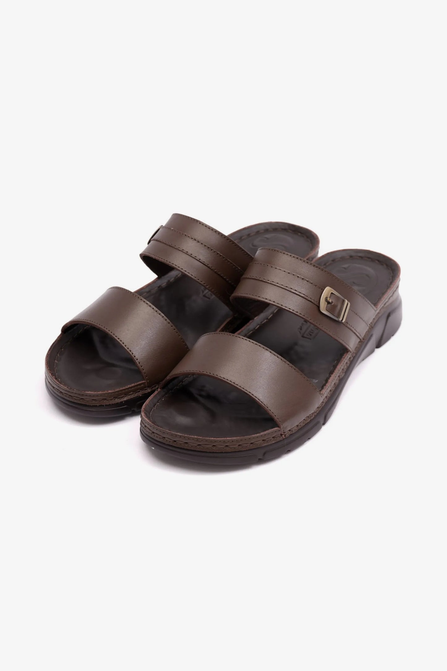 Comfort Plus Women's Elegant Trim Leather Sandals Brown LSDCP607