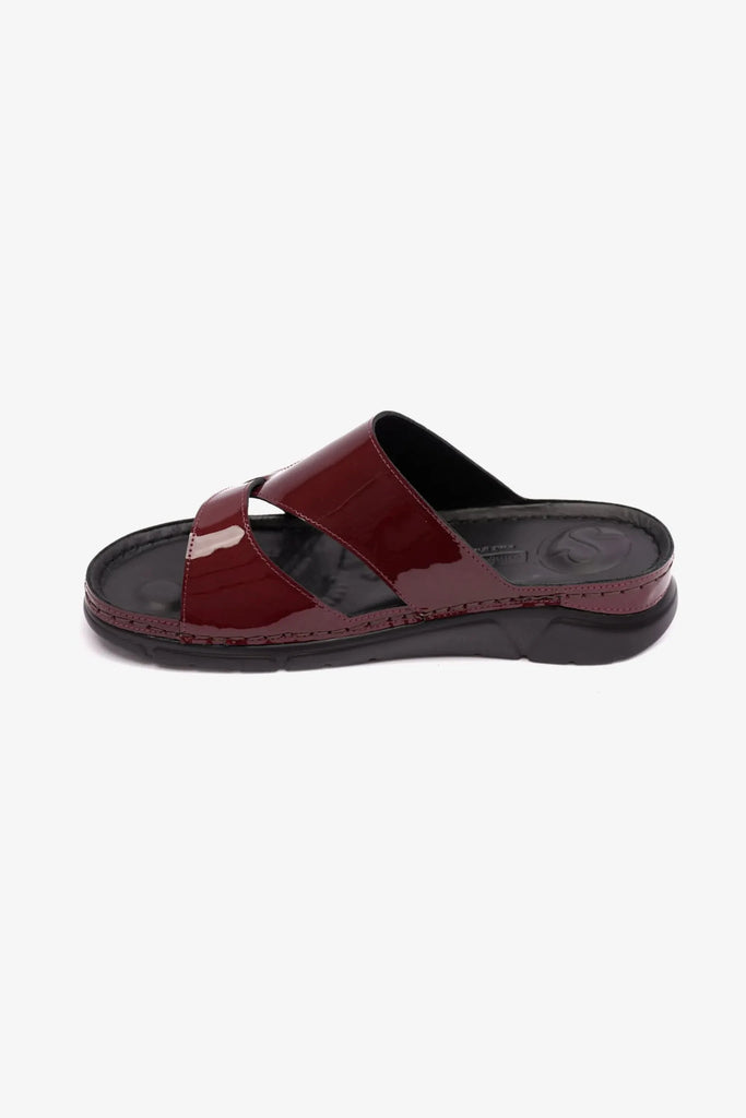 Comfort Plus Women's Patent Leather Arabic Sandals Maroon LSDCP612