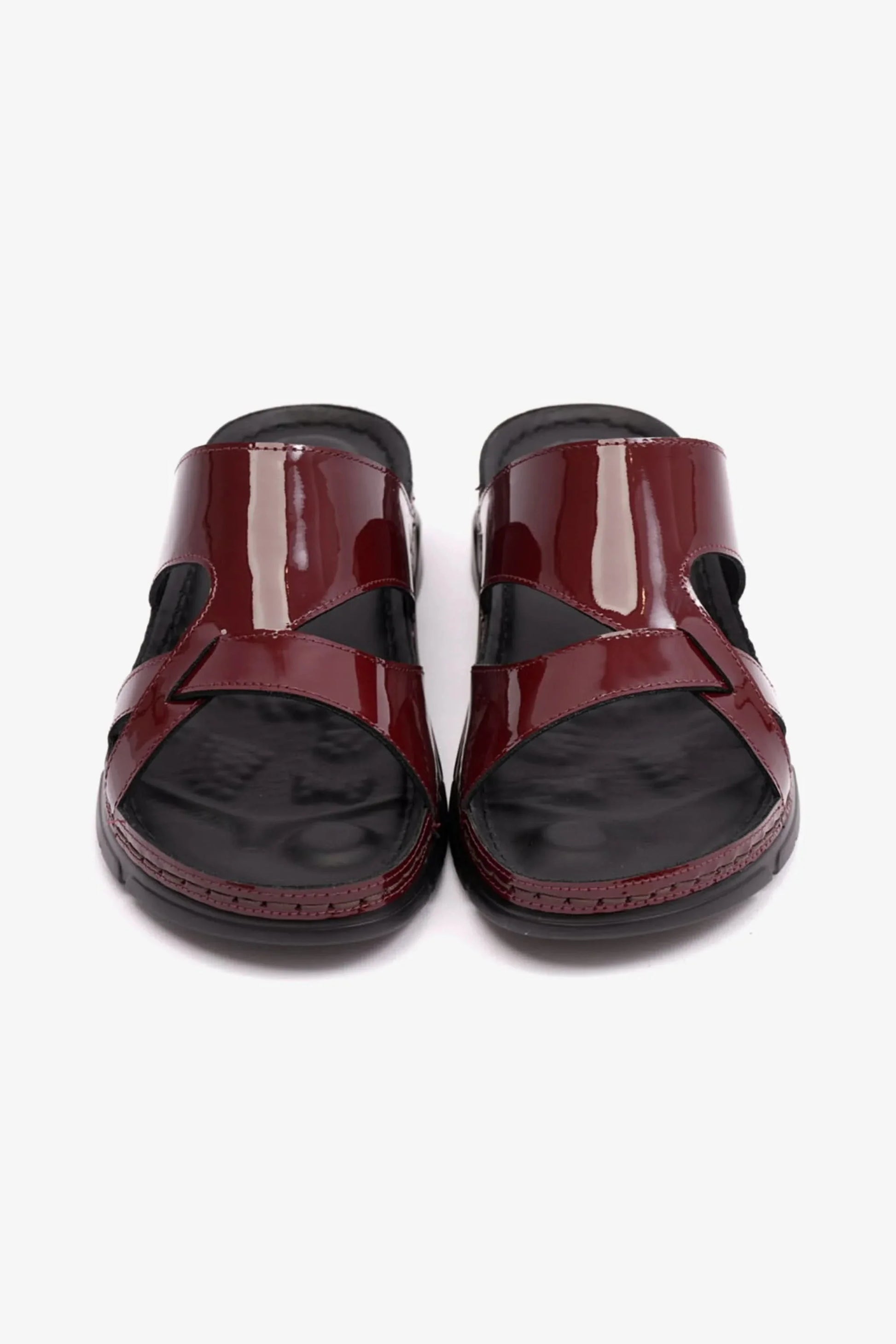 Comfort Plus Women's Patent Leather Arabic Sandals Maroon LSDCP612