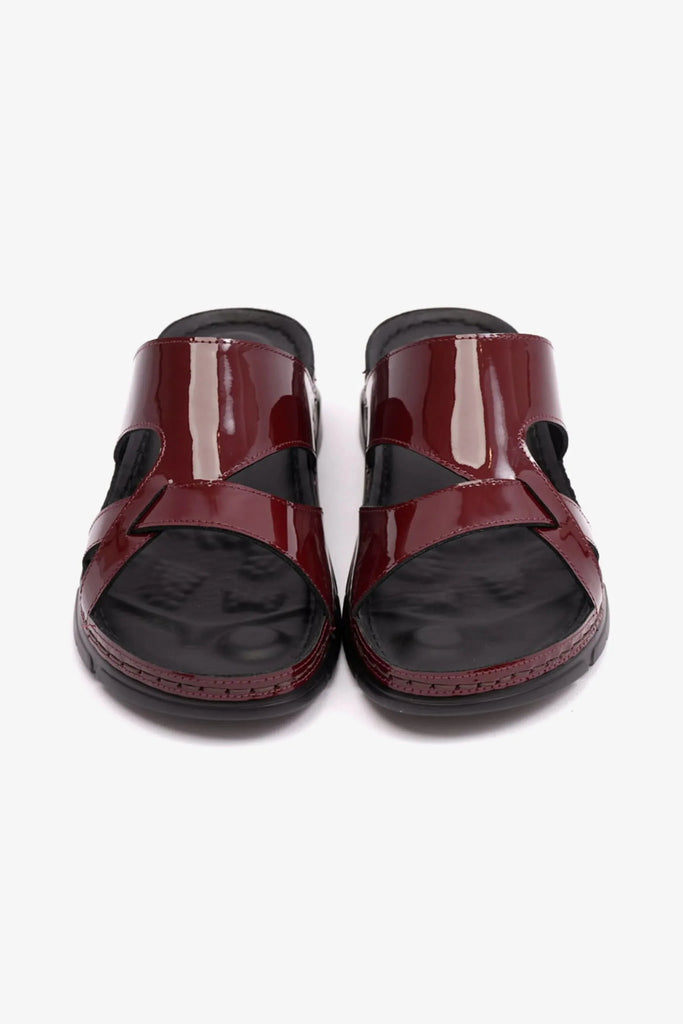Comfort Plus Women's Patent Leather Arabic Sandals Maroon LSDCP612