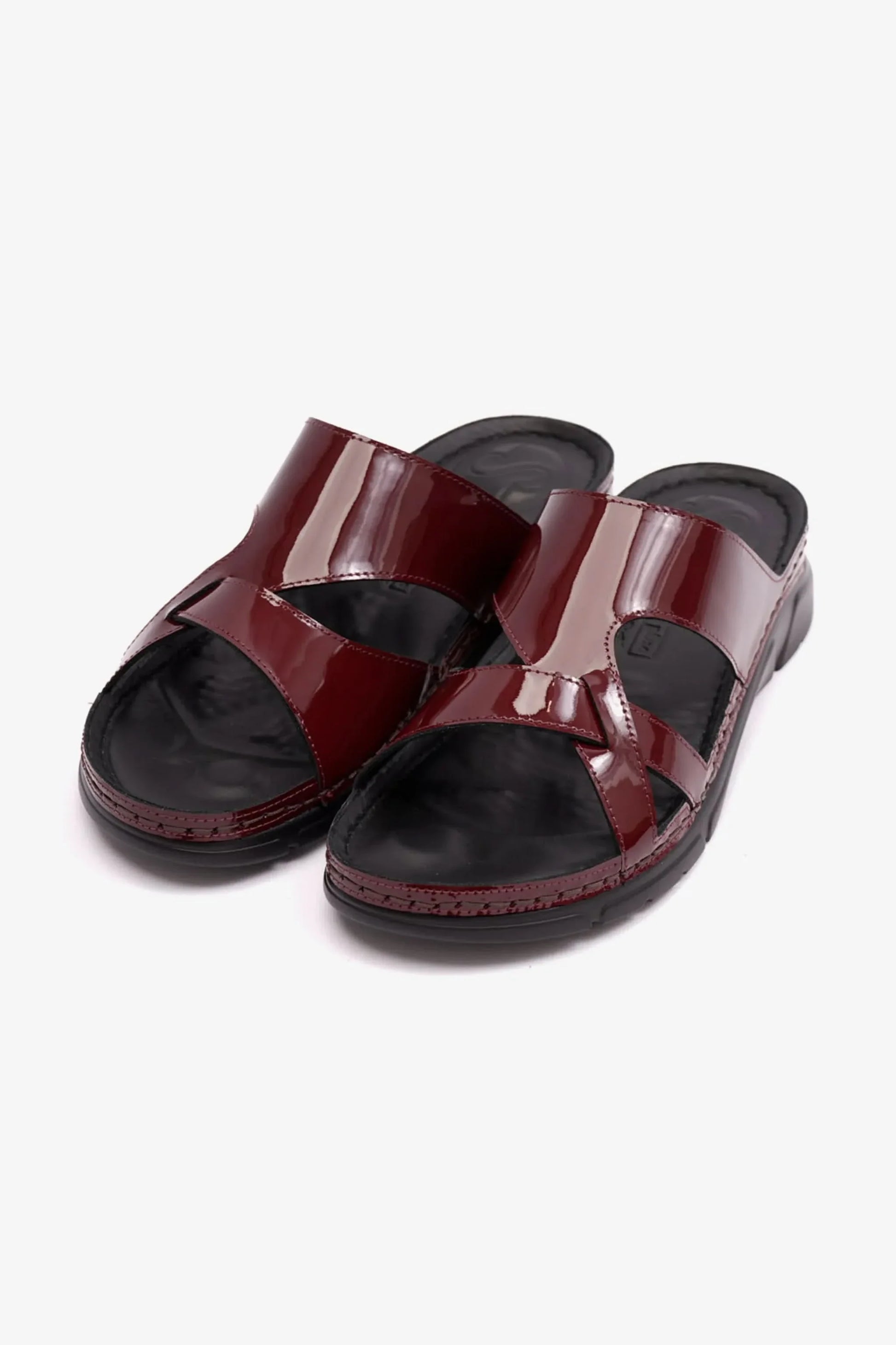 Comfort Plus Women's Patent Leather Arabic Sandals Maroon LSDCP612