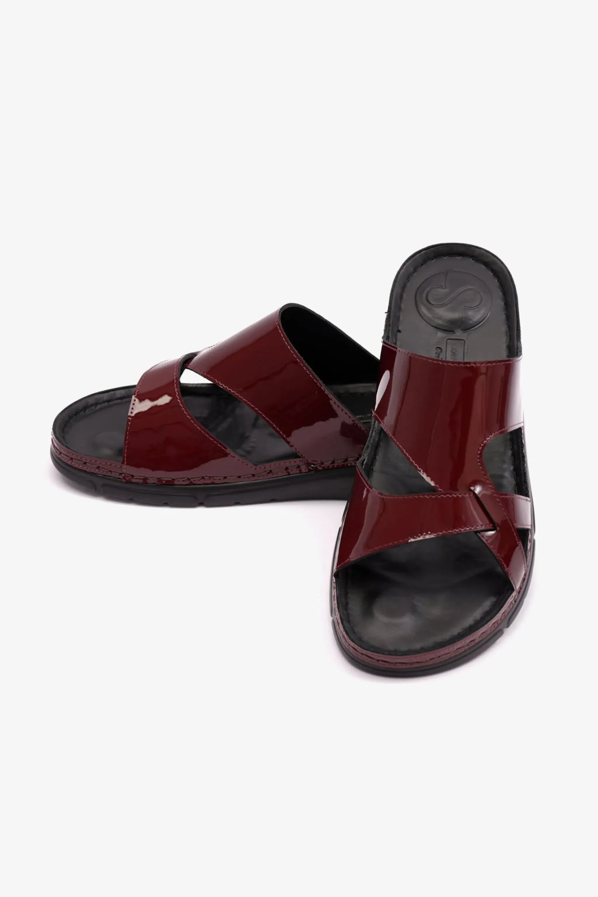Comfort Plus Women's Patent Leather Arabic Sandals Maroon LSDCP612