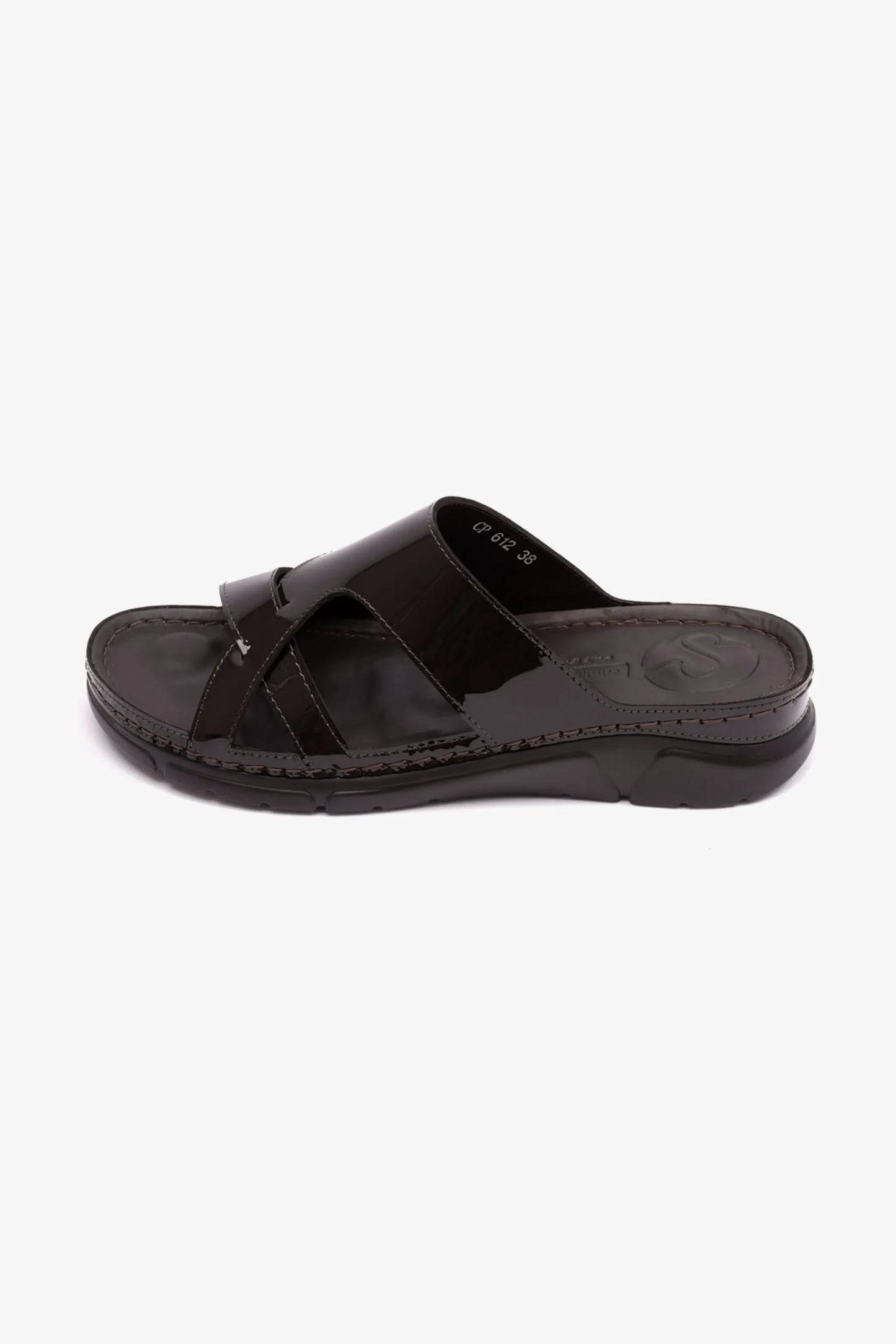 Comfort Plus Women's Patent Leather Sandals Brown LSDCP612